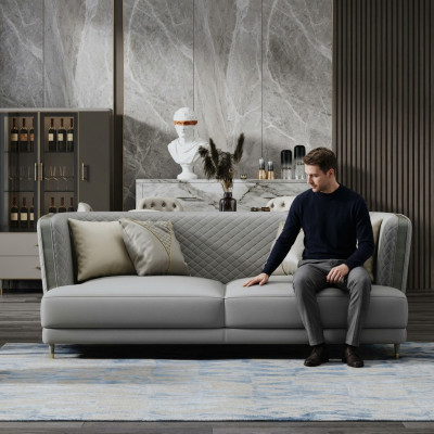 Driepersoons bank gestoffeerd designbank zitdecor banken kamer meubels modern