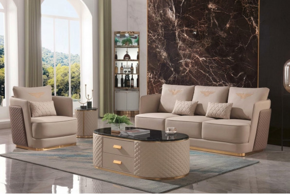 Volledige set bankstel 3+1 + salontafel bijzettafel designer woonlandschap