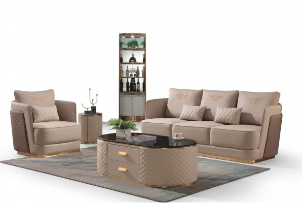 Volledige set bankstel 3+1 + salontafel bijzettafel designer woonlandschap