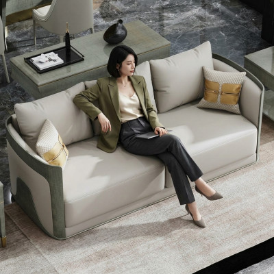Bank Driezitter Bank Klassiek Nieuw Bekleding Deco 3-Zits Leren Bankstellen
