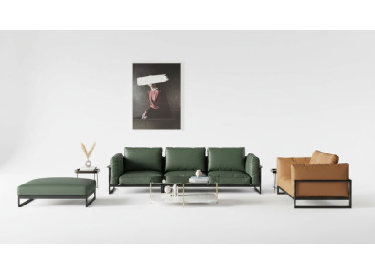 Bruin groene 3+2 zits leren woonkamerset kunstleren bankstel set