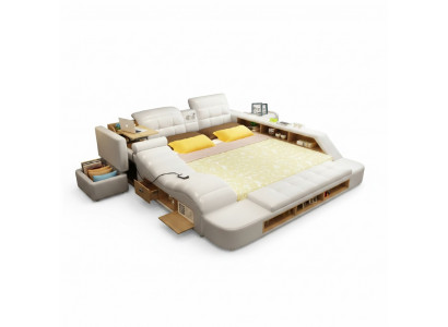 Dubbel Ontwerp Leren Bed Beklede Bedden Moderne Hotel Multifunctioneel