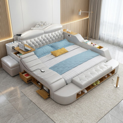 Dubbel Luxe Designhotel Leren Bed Moderne Gestoffeerde Bedden Multifunctioneel