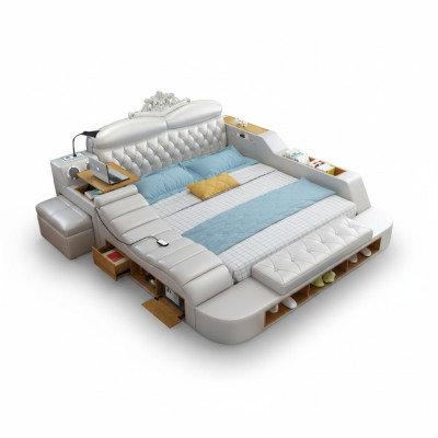 Dubbel Luxe Designhotel Leren Bed Moderne Gestoffeerde Bedden Multifunctioneel