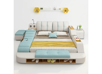 Dubbel ontwerp lederen bed gestoffeerde bedden Moderne 180x200 cm
