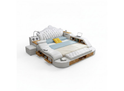 Tweepersoons luxe designbed gestoffeerde bedden 180x200 multifunctioneel leder Chesterfield
