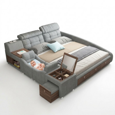 Leder bed Bedden Bekleding Dubbel Multifunctioneel 180x200 Lederen bedframe Design