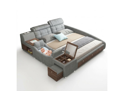 Leder bed Bedden Bekleding Dubbel Multifunctioneel 180x200 Lederen bedframe Design