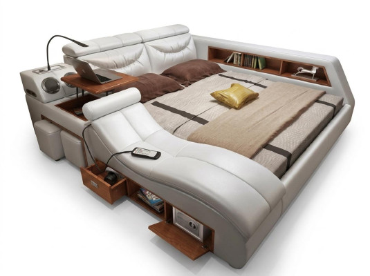 Ontwerpbed xxl Big Leder Gestoffeerde Bedden Hotel 180x200cm Multifunctioneel.
