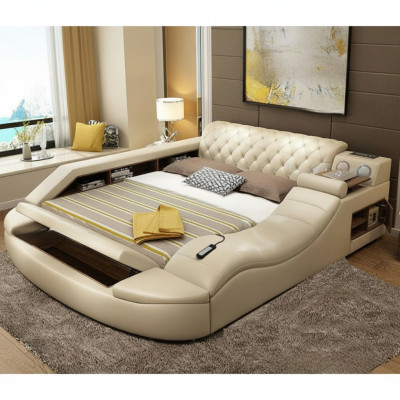 Multifunctioneel bed luxe ontwerp lederen bedden hotel dubbele plank