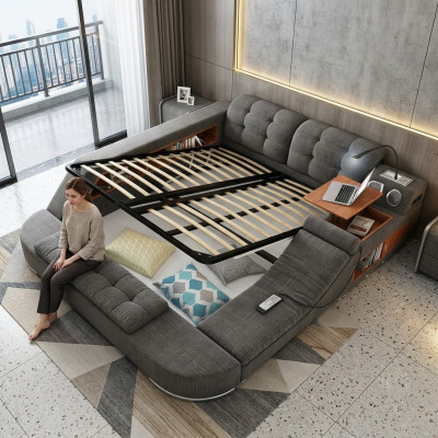 Ontwerpbed lederen gestoffeerde bedden hotel massagefunctie multifunctioneel.