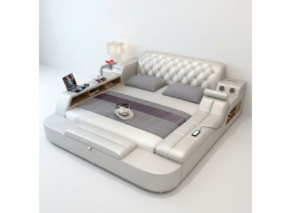 Ontwerp bed Grote bedden Lederen hotelbekleding 180x200 multifunctioneel rek