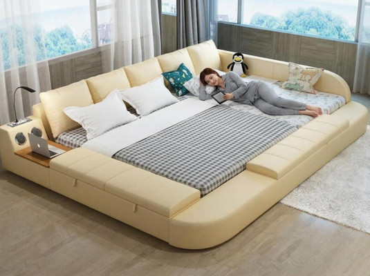 Multifunctioneel bankbed xxl Grote bedden met USB hotel lederen bekleding