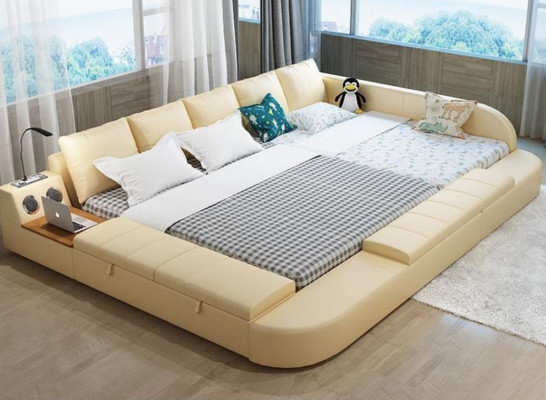 Multifunctioneel bankbed xxl Grote bedden met USB hotel lederen bekleding