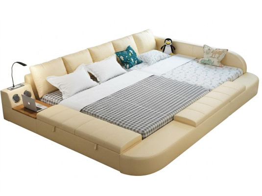 Multifunctioneel bankbed xxl Grote bedden met USB hotel lederen bekleding