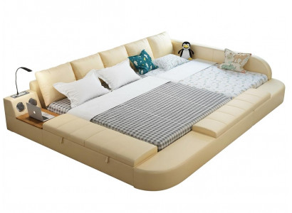 Multifunctioneel bankbed xxl Grote bedden met USB hotel lederen bekleding