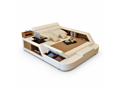Dubbel luxe design leren bed gestoffeerde bedden moderne hotel