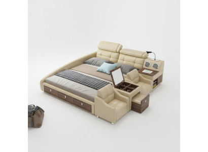 Lederen bedden gestoffeerd tweepersoons multifunctioneel 180x200 lederen bedframe design