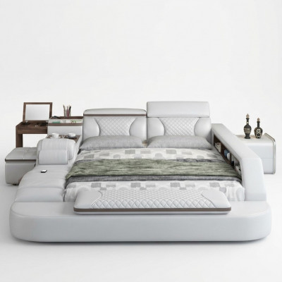 Luxe bed Leder bedden 180x200 multifunctionele slaapkamer ligplanken