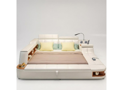 Multifunctioneel bed Luxe design leren bedden Hotel Dubbel opbergrek.