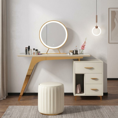 Kaptafel spiegel krukje complete set ladekast slaapkamer nieuw 2-delig
