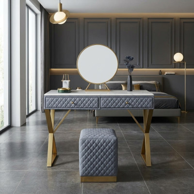 Schminktafels Consoles Tafel Slaapkamer Houten Decoratie Spiegel + Ladenkast