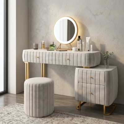 Make-up tafel spiegel kruk compleet ladekast slaapkamer luxe meubels