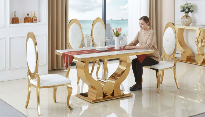 Eettafel Eetkamerset Eetgroep Klassieke tafel 5-delig set Stoel nieuw