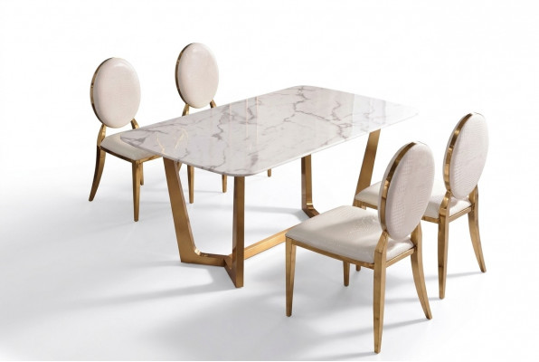 Eettafel Moderne tafel Eetkamerset 4x stoelenset 5 dlg. set
