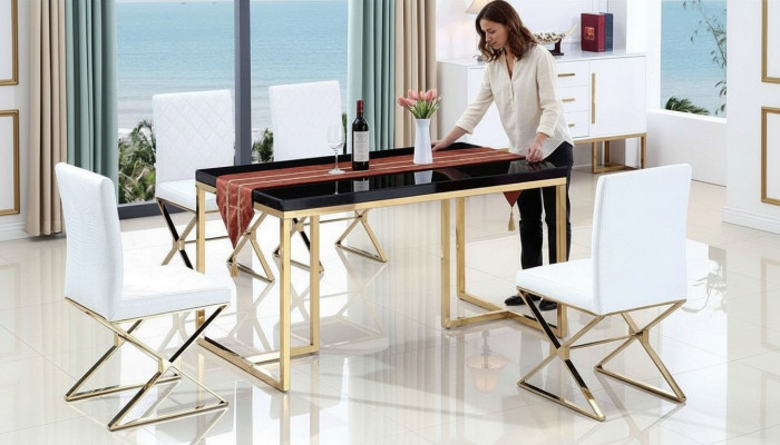 Eettafel 4 stoelen Eetkamerset Compleet Eetgroep Tafel 5-delig