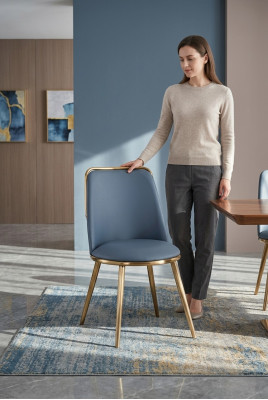 Eettafel Stoelen Luxe Stof Roestvrij Staal Ontwerp Stoel Fauteuil Bekleding Nieuw