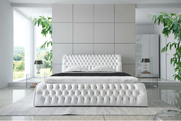 Chesterfield bed gestoffeerd ontwerp tweepersoons hotelbedden 180x200 slaapkamer leer