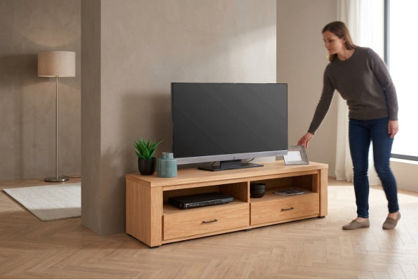 Ladenkast vitrine Echt hout TV-standaard Klassieke lade Nieuw Hout Ruimte.