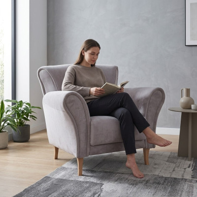 Fauteuil Stoel Fluweel Lila Relax Loungestoel Zacht Woonkamer TV Bank Bank