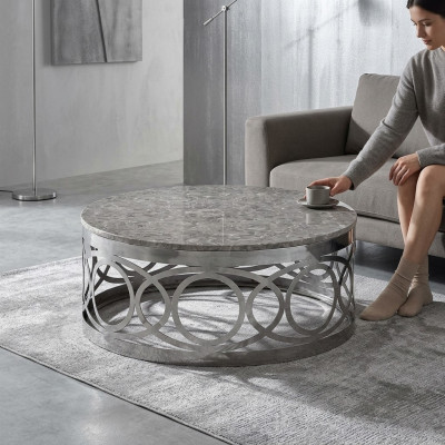 Ronde luxe design salontafel bank woonkamertafel bijzettafel roestvrij staal