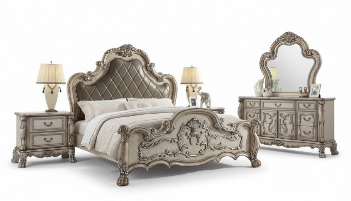 Barok bed 2x nachtkastje 3-delig. Slaapkamer set Design Luxe Slaapkamer.