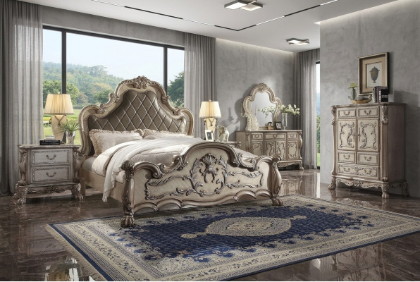 Compleet set slaapkamer Koninklijk barok bed Kaptafel Nachtkastje 6-delig.