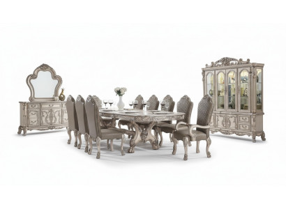 Eetkamer compleet set tafel dressoir 10 stoelen set vitrine barok 14-delig.