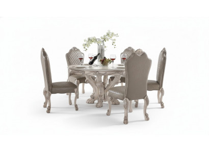 Eetkamerstoel fauteuil set 6x stoel zonder armleuningen Luxe fauteuil barokstoelen