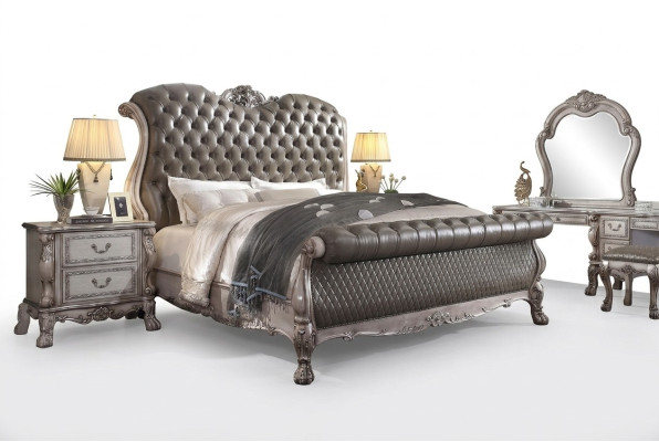 Ontwerp barok luxe meubels nachtkastje bedden 180x200 bed 3-delige slaapkamerset