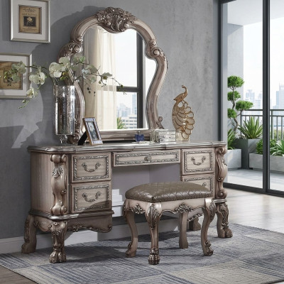 Console Klassieke tafelspiegel Commode Kaptafel Slaapkamer Dressoir 2-delig