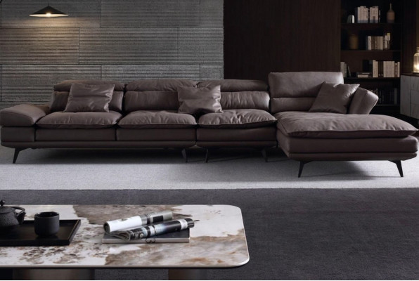 Woonkamer L-vorm Modern Bruin Design Bankstellen Nieuwe Hoekbank Bekleding