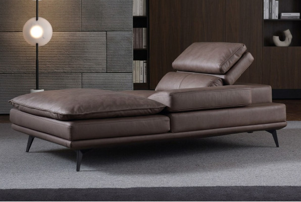 Woonkamer Lounge Meubels Modern Ontwerp Bank Leder Bruin Chaise Longue