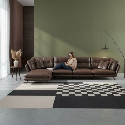 Leren bank Bank Woongedeelte Hoek Ontwerp Modern Bank Hoekbank L-vorm
