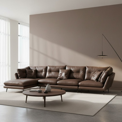Leren bank Bank Woongedeelte Hoek Ontwerp Modern Bank Hoekbank L-vorm