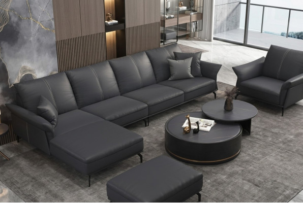 Bank hoekbank L-vorm fauteuil salontafel poef hoekbank 3-delig. Modern
