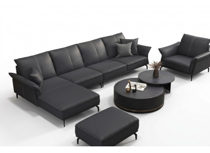 Bank hoekbank L-vorm fauteuil salontafel poef hoekbank 3-delig. Modern