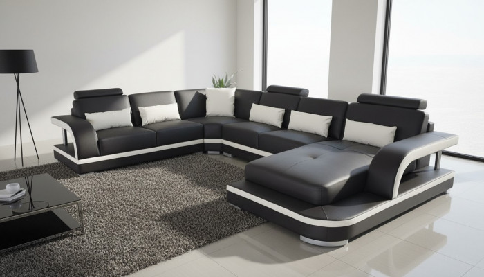 Woonkamer hoekbank U-vorm Hout Nieuw Modern Design Bekleding Bank