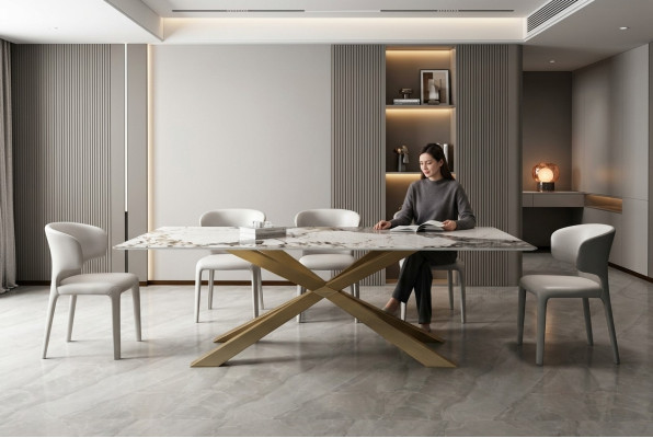 Ontwerp woonkamertafels eetkamer 180x90cm meubels tafel eettafel roestvrijstalen x-benen