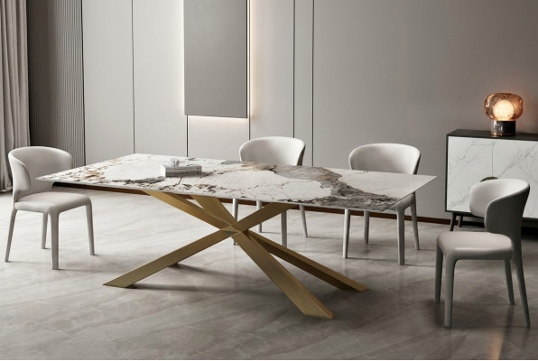 Ontwerp woonkamertafels eetkamer 180x90cm meubels tafel eettafel roestvrijstalen x-benen